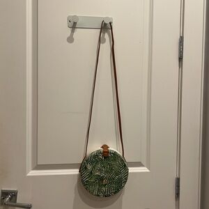 Green Patterned Round Crossbody Bag